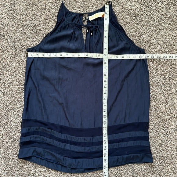Ramy Brook Women’s Silk Pleated Striped Hem Sleeveless Pullover Top Navy Size S - Picture 7 of 7